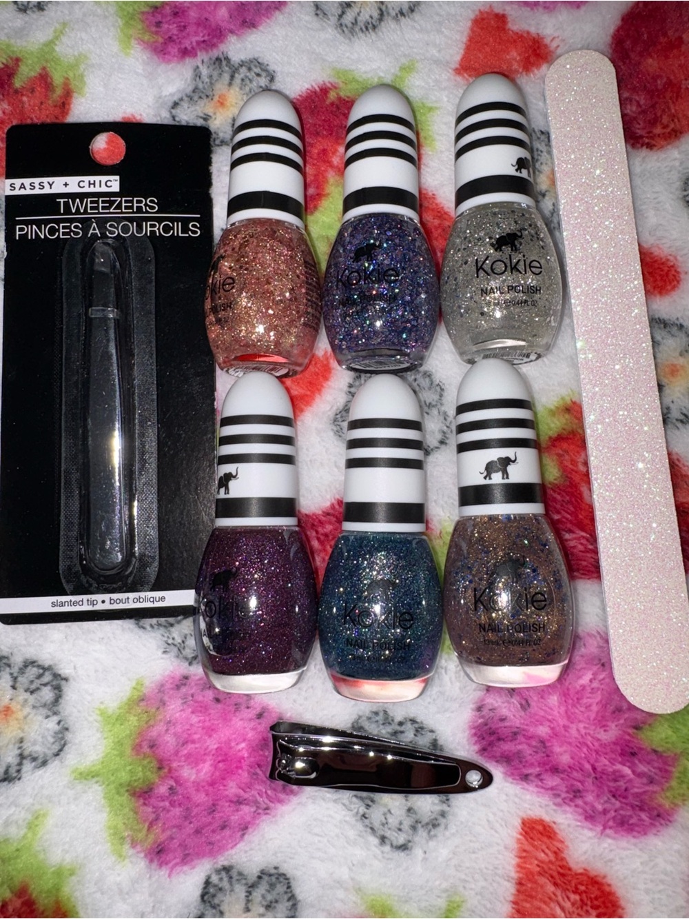 Kokie Glitter Nail Polish Set with Nail Care Tools - Multicolor